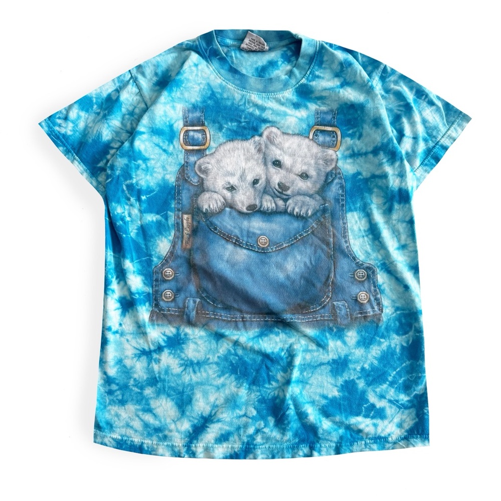 Secondhand Rock Eagle, Puppy / Polar Bear Pouch T-Shirt / 1990's Tie Dye